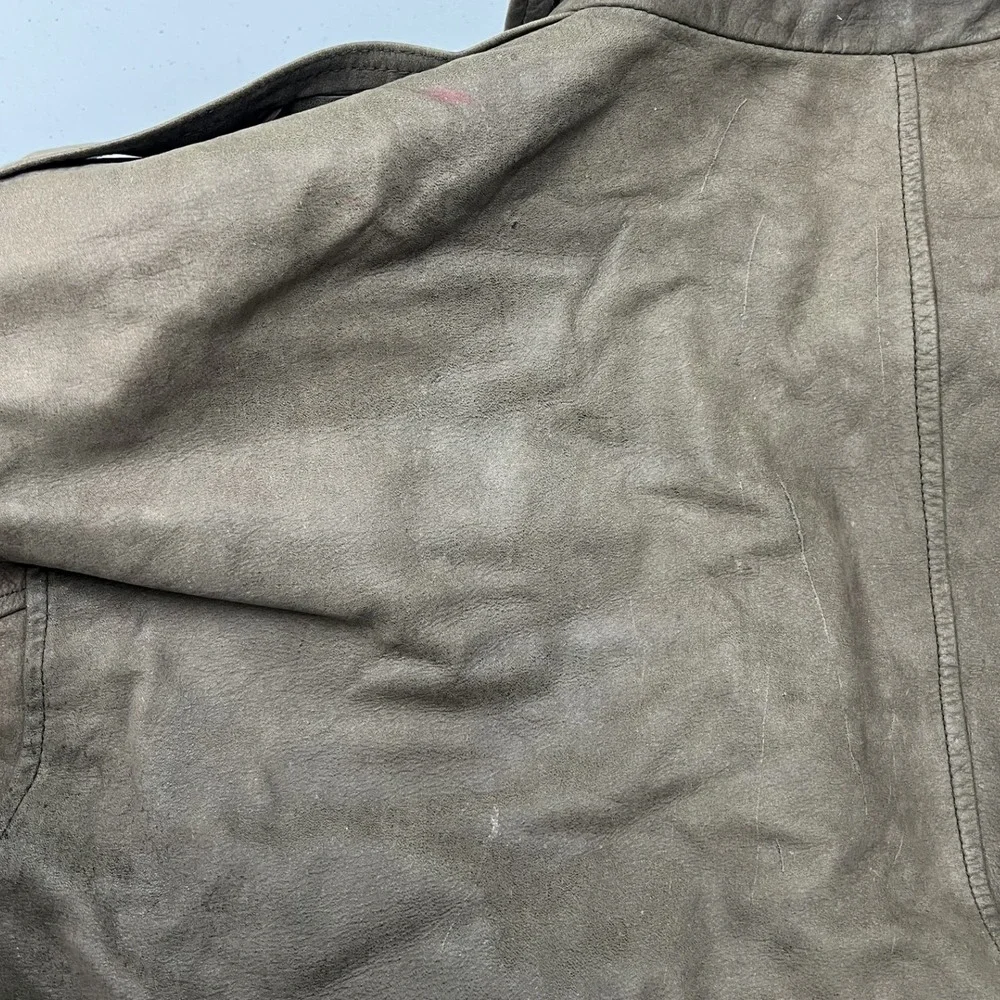Context Leather Bomber Jacket Mens Large Brown Distressed Aviator Flight E2